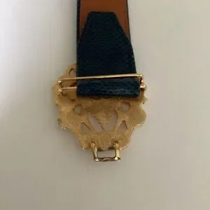 Alexis Kirk Snakeskin Belt Gold Buckle Womens Medium Adjustable Blue 80s Vintage Alexis Kirk Adjustable, Snake Skin Belt, Navy Blue, 1980s - Etsy main image 4